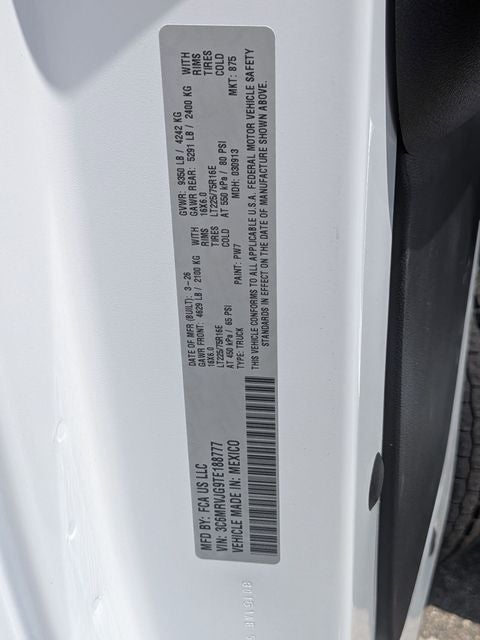 2026 RAM Ram ProMaster RAM PROMASTER 3500 TRADESMAN CARGO VAN HIGH ROOF 159' WB EXT
