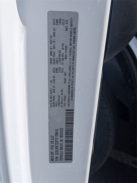 2026 RAM Ram ProMaster RAM PROMASTER 2500 TRADESMAN CARGO VAN HIGH ROOF 136' WB