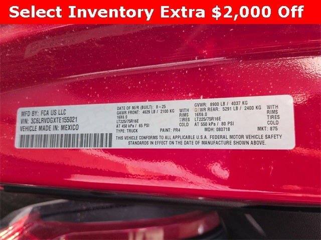 2026 RAM Ram ProMaster RAM PROMASTER 2500 TRADESMAN CARGO VAN HIGH ROOF 159' WB