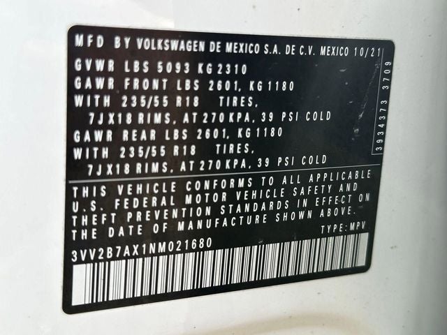 2022 Volkswagen Tiguan 2.0T SE