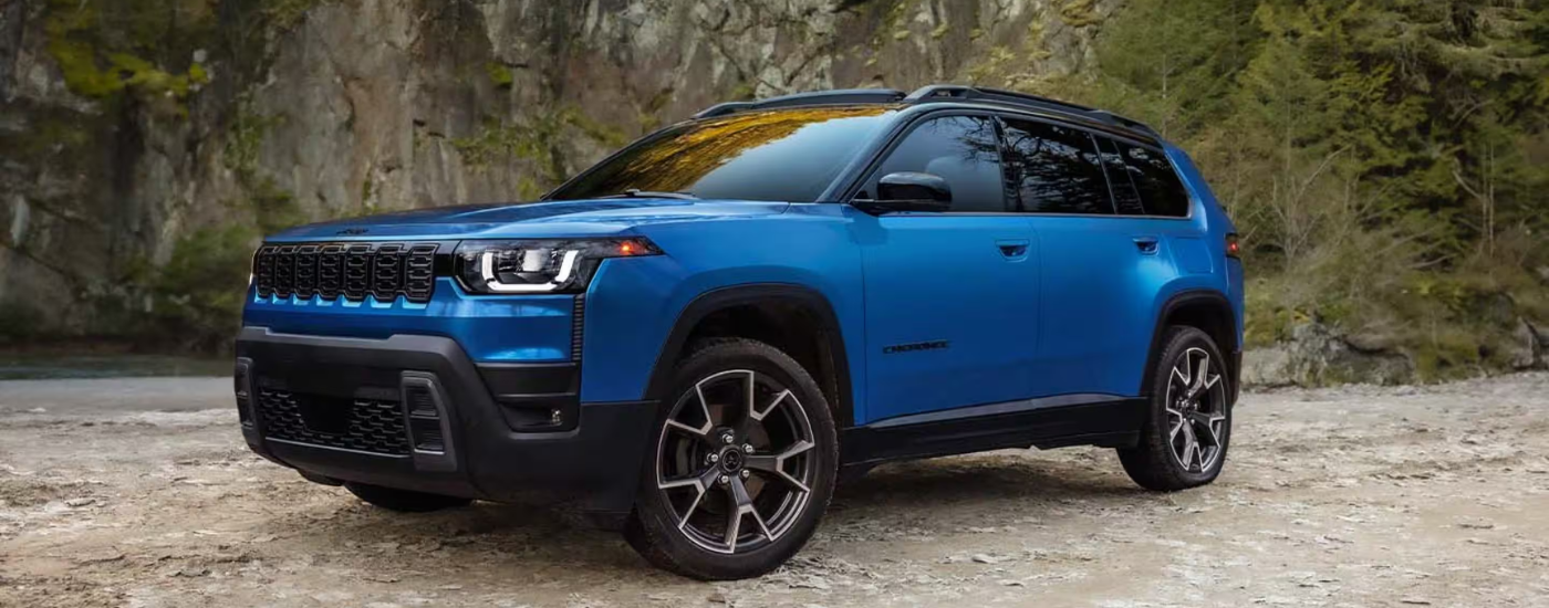 Blue 2026 Jeep Compass parked at an angle